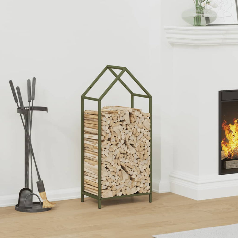 Afbeelding laden in galerijviewer, Vidaxl brandhoutrek 40x25x90 cm koudgewalst staal olijfgroen
