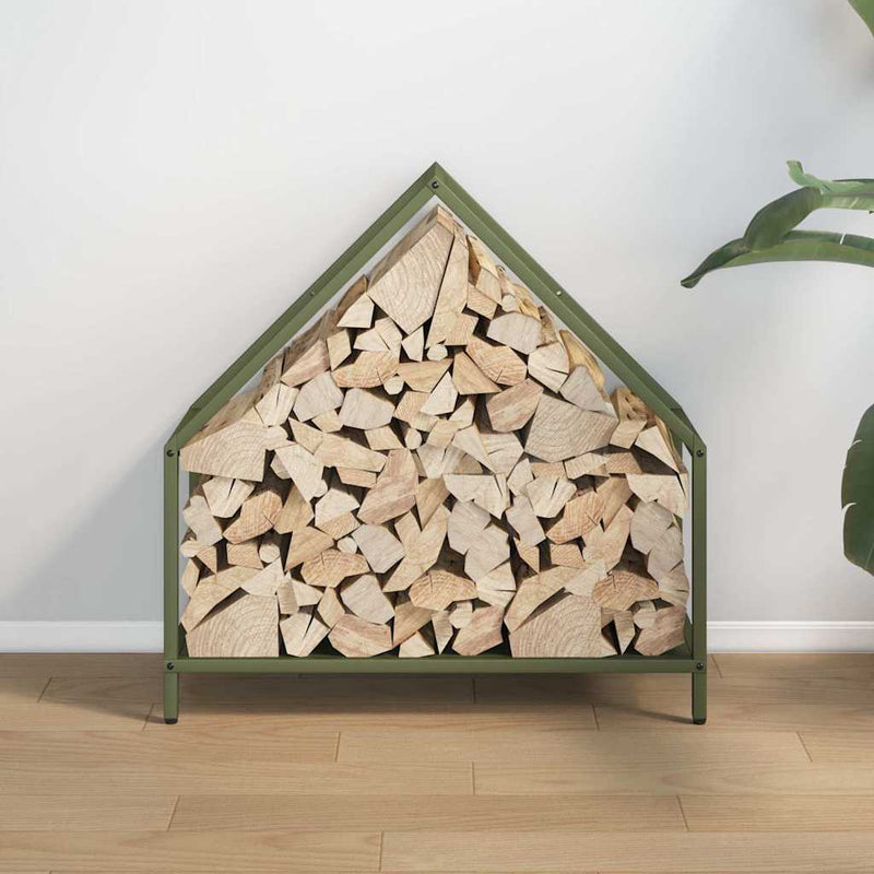 Afbeelding laden in galerijviewer, Vidaxl brandhoutrek 60x25x60 cm koudgewalst staal olijfgroen