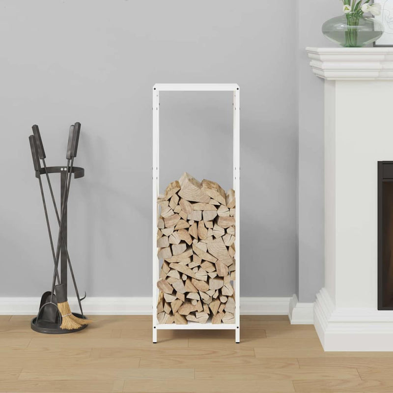 Afbeelding laden in galerijviewer, Vidaxl brandhoutrek 34x25x100 cm koudgewalst staal wit