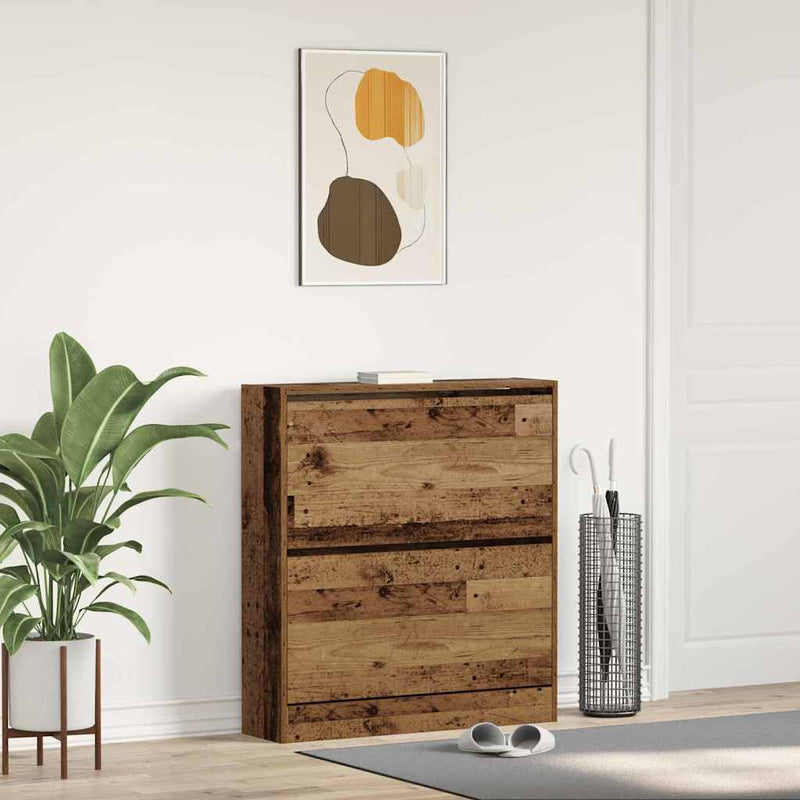 ギャラリービューアに画像をロードする, Vidaxl schoenenkast met plank oudhout 80 x 21 x 87,5 cm bewerkt hout