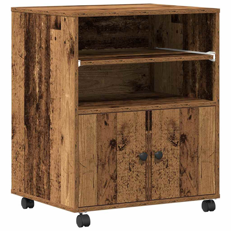 Afbeelding laden in galerijviewer, Vidaxl printerstand met opslag oudhout 60 x 48 x 74 cm bewerkt hout