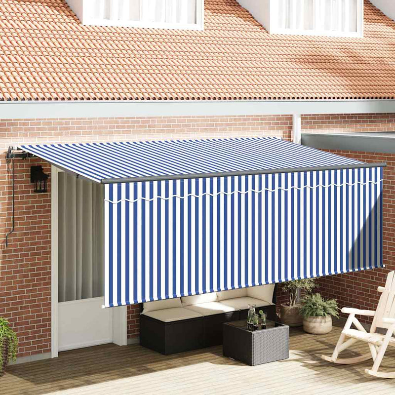 ギャラリービューアに画像をロードする, Vidaxl inklapbaar zonnescherm blauw en wit 350 x 200 cm