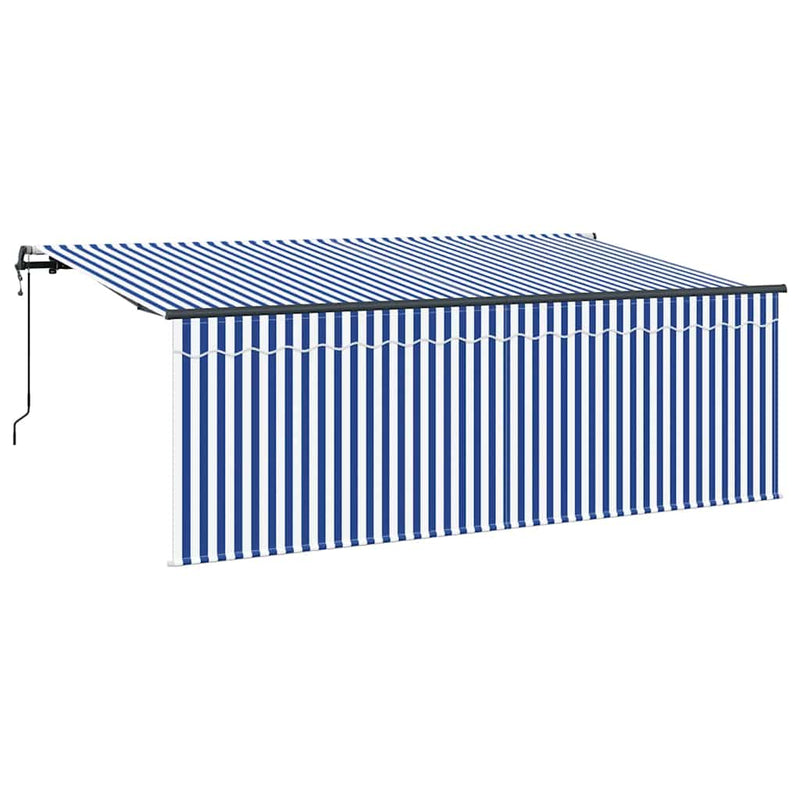 ギャラリービューアに画像をロードする, Vidaxl inklapbaar zonnescherm blauw en wit 350 x 200 cm