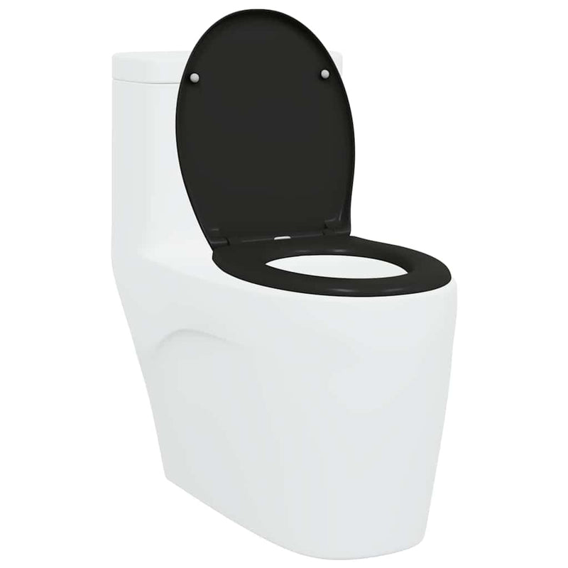 Chargez l'image dans la visionneuse de la galerie, Vidaxl toiletzitting zwart 47 x 37 x 4 cm duroplast
