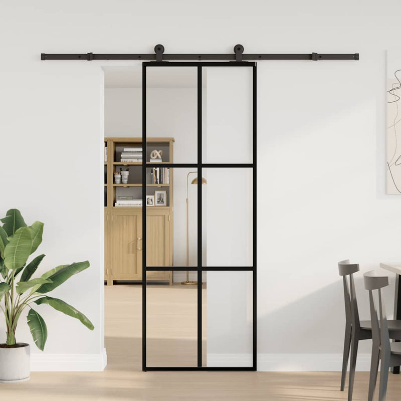 Afbeelding laden in galerijviewer, Vidaxl schuifdeur met beslag 76x205 cm esg-glas en aluminium