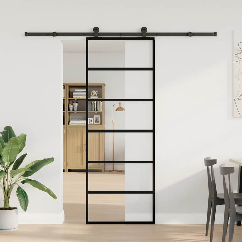 Afbeelding laden in galerijviewer, Vidaxl schuifdeur met beslag 76x205 cm esg-glas en aluminium