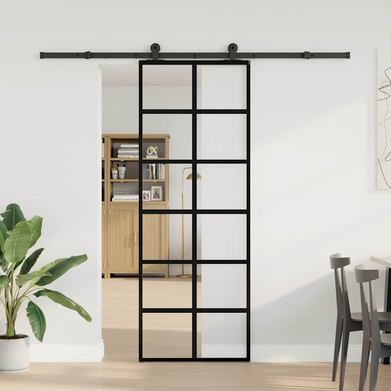 Afbeelding laden in galerijviewer, Vidaxl schuifdeur met beslag 76x205 cm esg-glas en aluminium