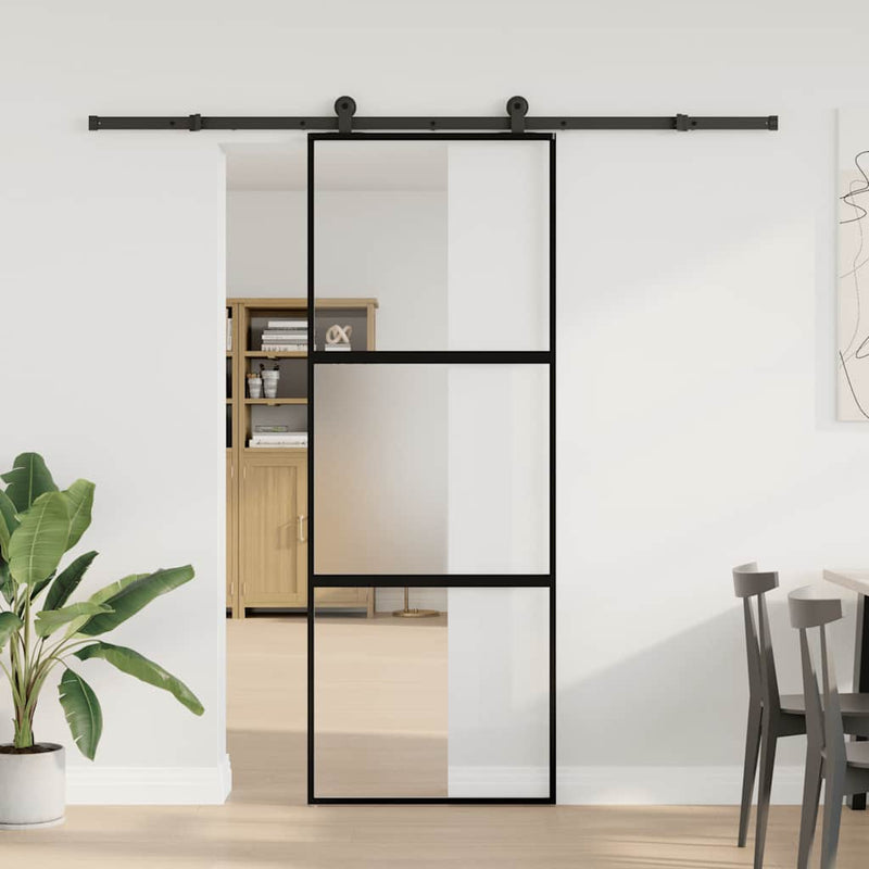 Chargez l'image dans la visionneuse de la galerie, Vidaxl schuifdeur met beslag 76x205 cm gehard glas en aluminium
