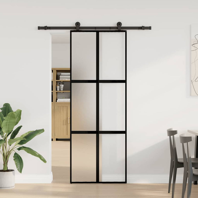 ギャラリービューアに画像をロードする, Vidaxl schuifdeur met beslag 76x205 cm gehard glas en aluminium