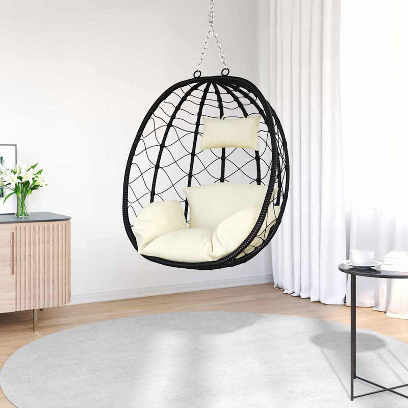 ギャラリービューアに画像をロードする, Vidaxl hangende ei-stoel crèmewit 91,5 x 60 x 110 cm poly rattan