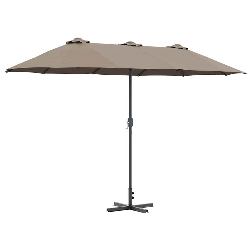 Afbeelding laden in galerijviewer, Vidaxl tuinparasol taupe 370 x 197 x 239 cm polyester en aluminium