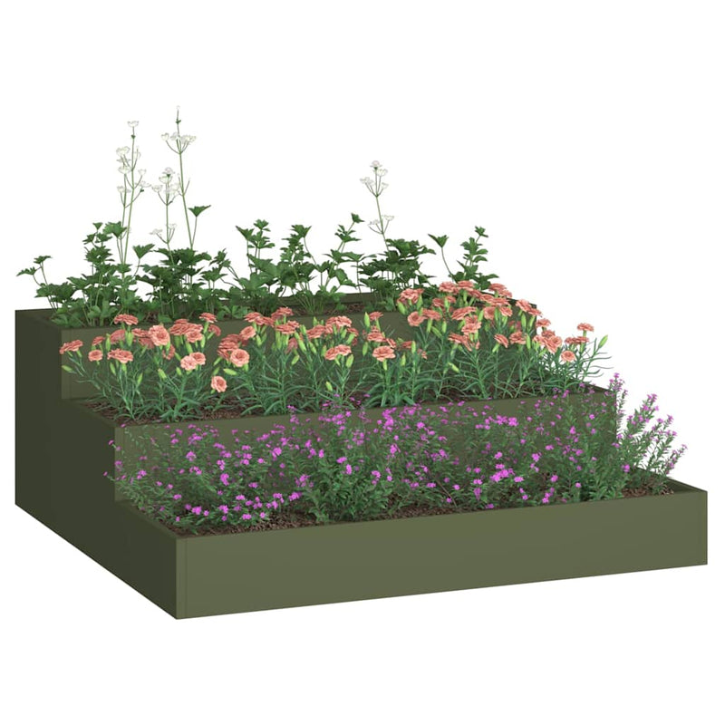 ギャラリービューアに画像をロードする, Vidaxl tuin bloempot olijf groen 90 x 90 x 35 cm koudgewalst staal