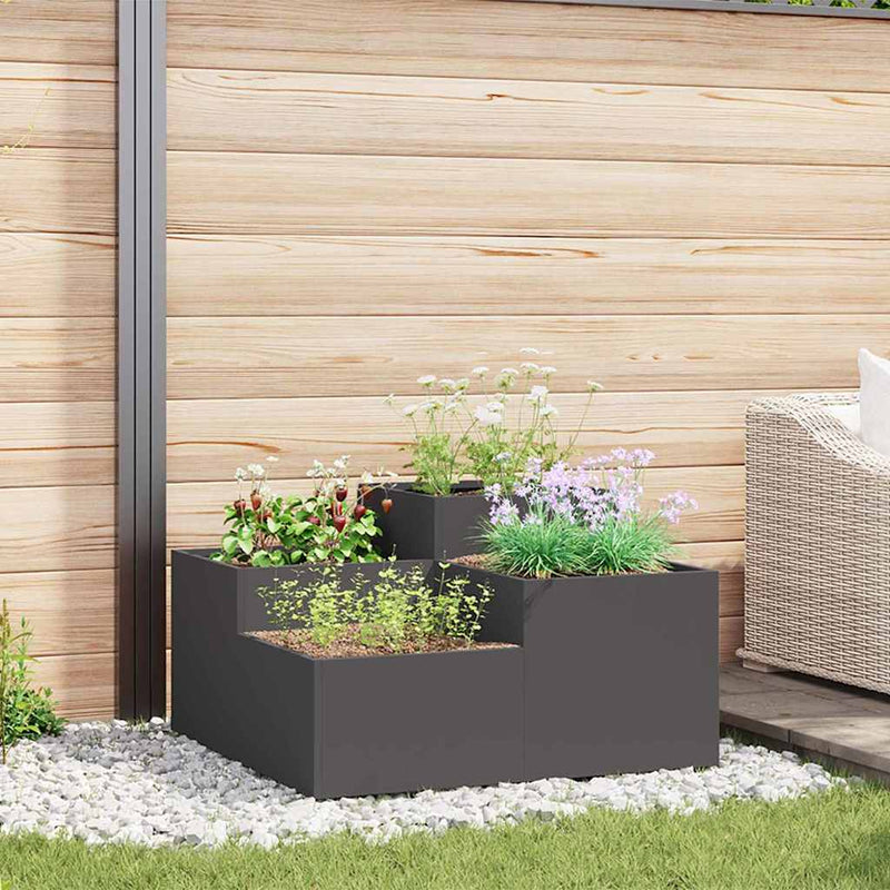 Afbeelding laden in galerijviewer, Vidaxl tuin bloempot zwart 80 x 80 x 48 cm staal