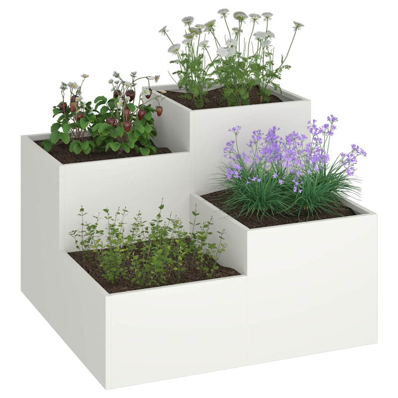 ギャラリービューアに画像をロードする, Vidaxl tuin bloempot wit 80 x 80 x 60 cm staal