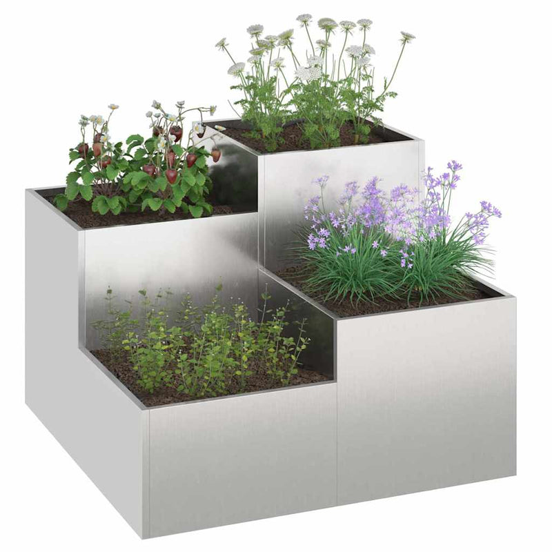 Afbeelding laden in galerijviewer, Vidaxl tuin bloempot zilver 80 x 80 x 60 cm roestvrij staal