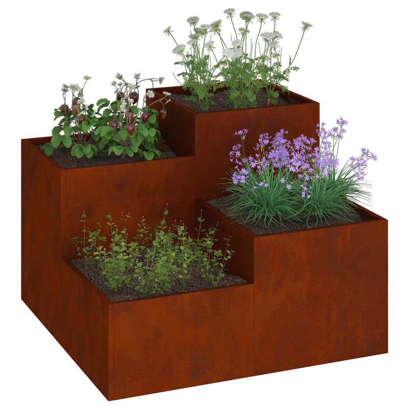Afbeelding laden in galerijviewer, Vidaxl tuin bloempot roestig 80 x 80 x 60 cm cortenstaal