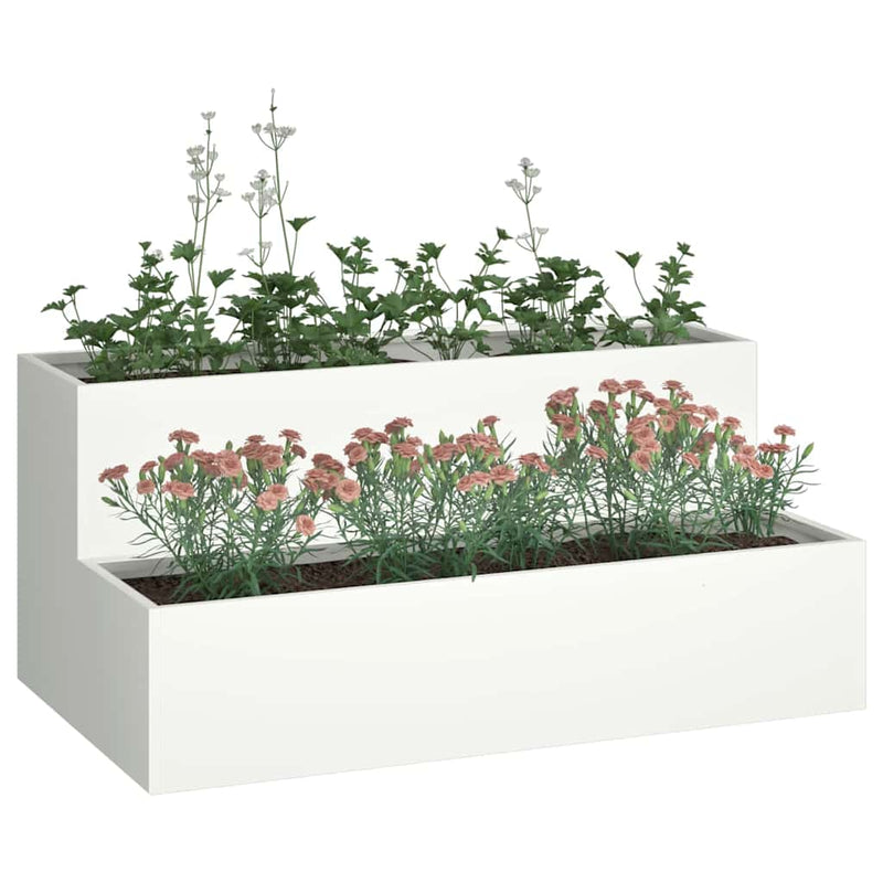 Chargez l'image dans la visionneuse de la galerie, Vidaxl tuin bloempot wit 100 x 60 x 45 cm koudgewalst staal