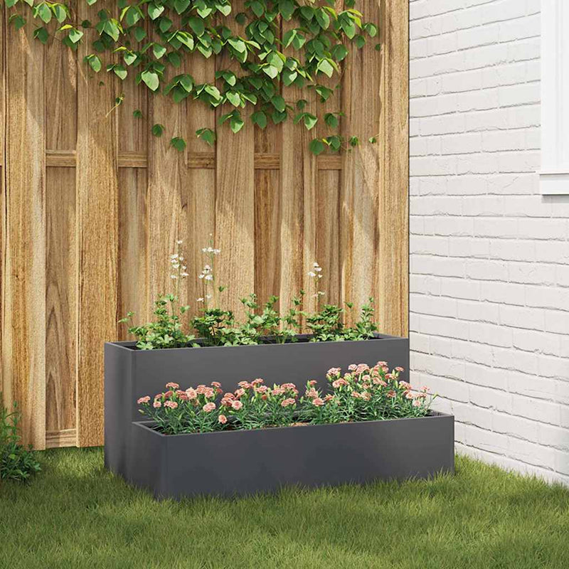 ギャラリービューアに画像をロードする, Vidaxl tuin bloempot antraciet 100 x 60 x 45 cm koudgewalst staal