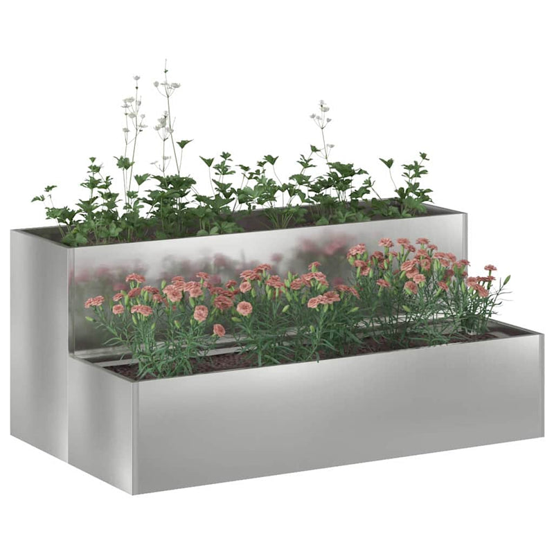 Afbeelding laden in galerijviewer, Vidaxl tuin bloempot zilver 100 x 60 x 45 cm gegalvaniseerd staal