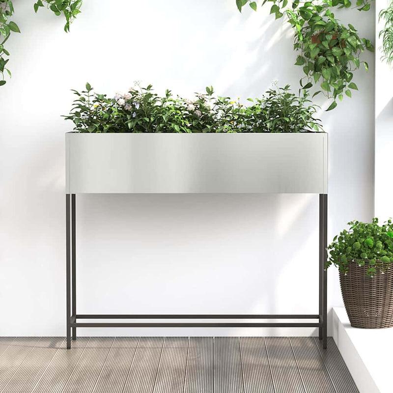 Chargez l'image dans la visionneuse de la galerie, Vidaxl verhoogde tuin plantbak zilver 100 x 26 x 82 cm