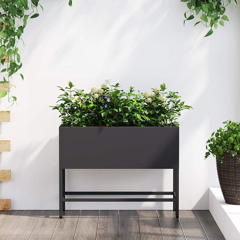 Afbeelding laden in galerijviewer, Vidaxl verhoogde tuin plantbak zwart 60 x 26 x 45 cm staal