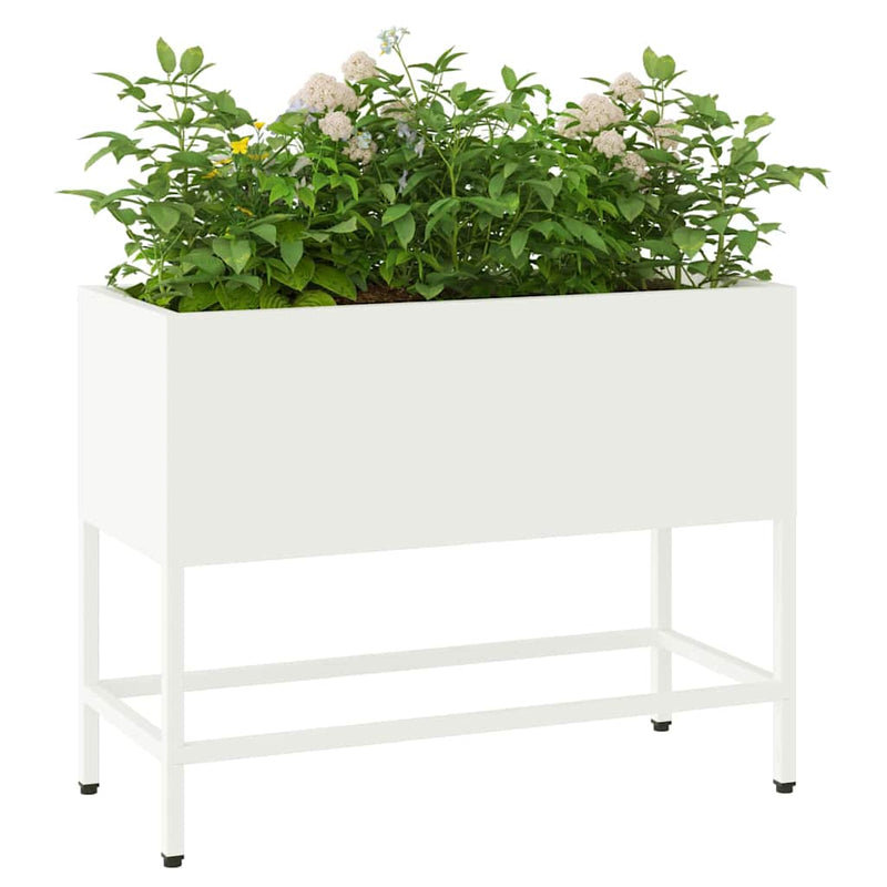 Chargez l'image dans la visionneuse de la galerie, Vidaxl verhoogde tuin plantbak wit 60 x 26 x 45 cm staal