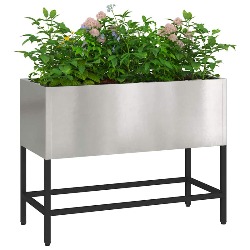 Afbeelding laden in galerijviewer, Vidaxl verhoogde tuin plantbak zilver 60 x 26 x 45 cm roestvrij staal