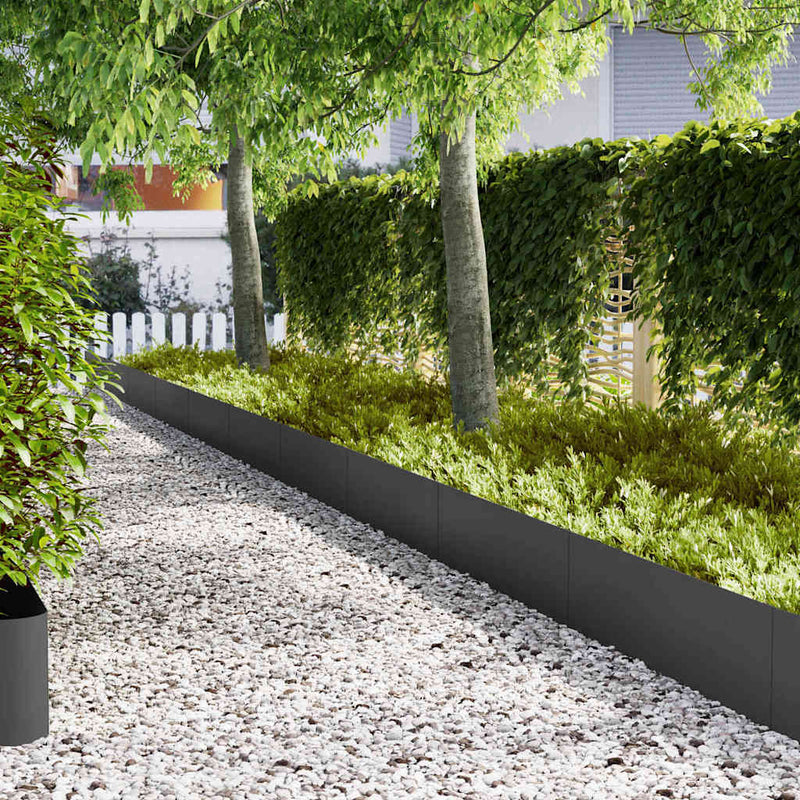Afbeelding laden in galerijviewer, Vidaxl tuinrand 10 pcs zwart 100 x 0.05 x 20 cm koudgewalst staal