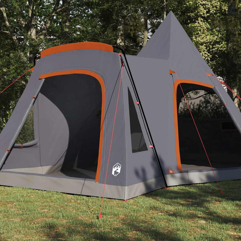Chargez l'image dans la visionneuse de la galerie, Vidaxl teepee tent met dak grijs en oranje 545 x 450 x 295 cm