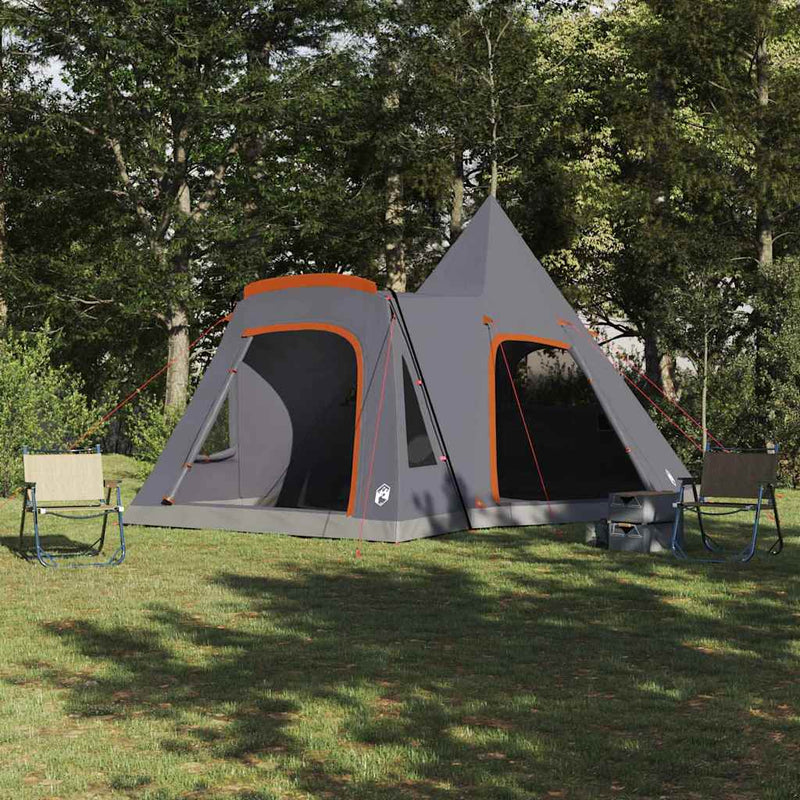 Chargez l'image dans la visionneuse de la galerie, Vidaxl teepee tent met dak grijs en oranje 545 x 450 x 295 cm