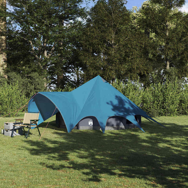 Afbeelding laden in galerijviewer, Vidaxl teepee tent met dak blauw en grijs 600 x 600 x 347 cm