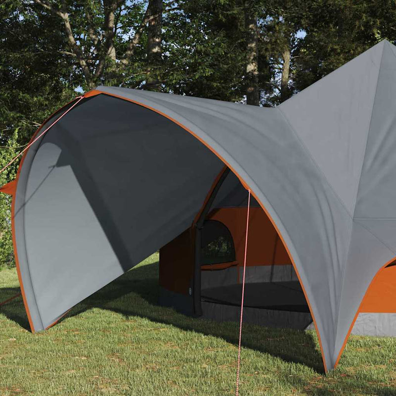 Chargez l'image dans la visionneuse de la galerie, Vidaxl teepee tent met dak grijs en oranje 600 x 600 x 347 cm