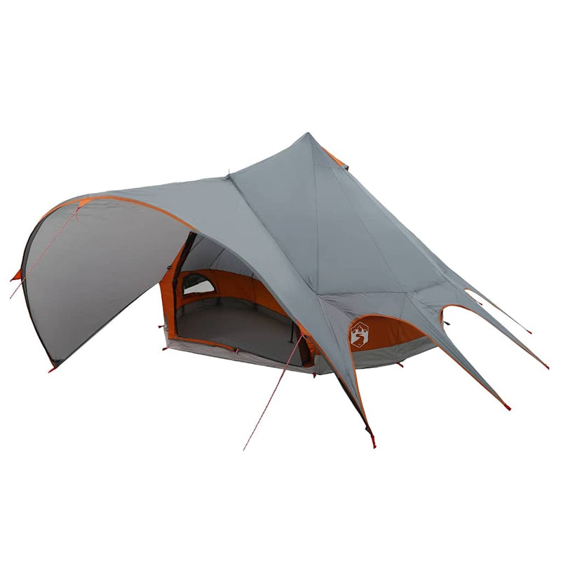Chargez l'image dans la visionneuse de la galerie, Vidaxl teepee tent met dak grijs en oranje 600 x 600 x 347 cm