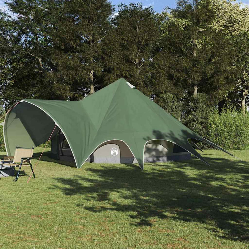Afbeelding laden in galerijviewer, Vidaxl teepee tent met dak groen en grijs 600 x 600 x 347 cm