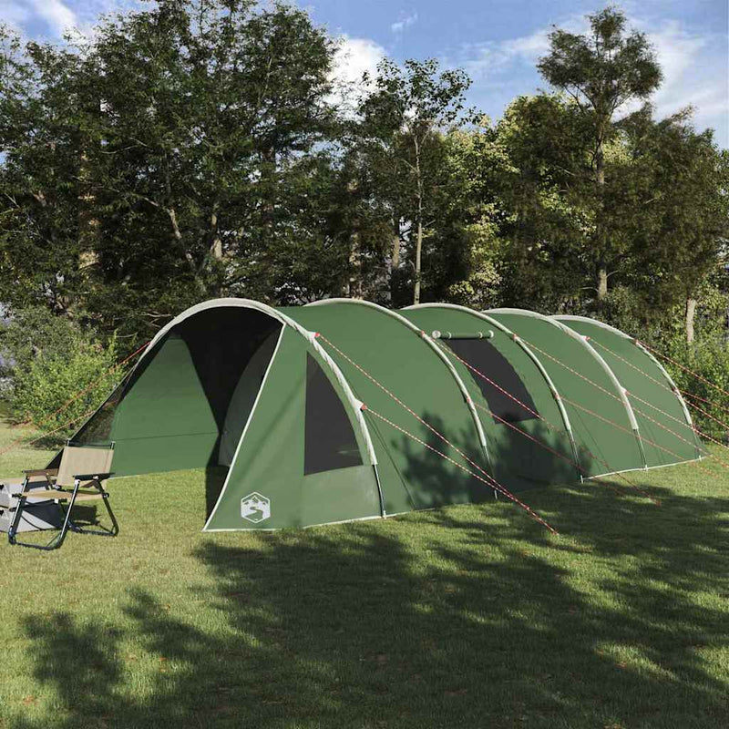 Afbeelding laden in galerijviewer, Vidaxl tunneltent met dak met opslag groen en wit 778 x 356 x 210 cm