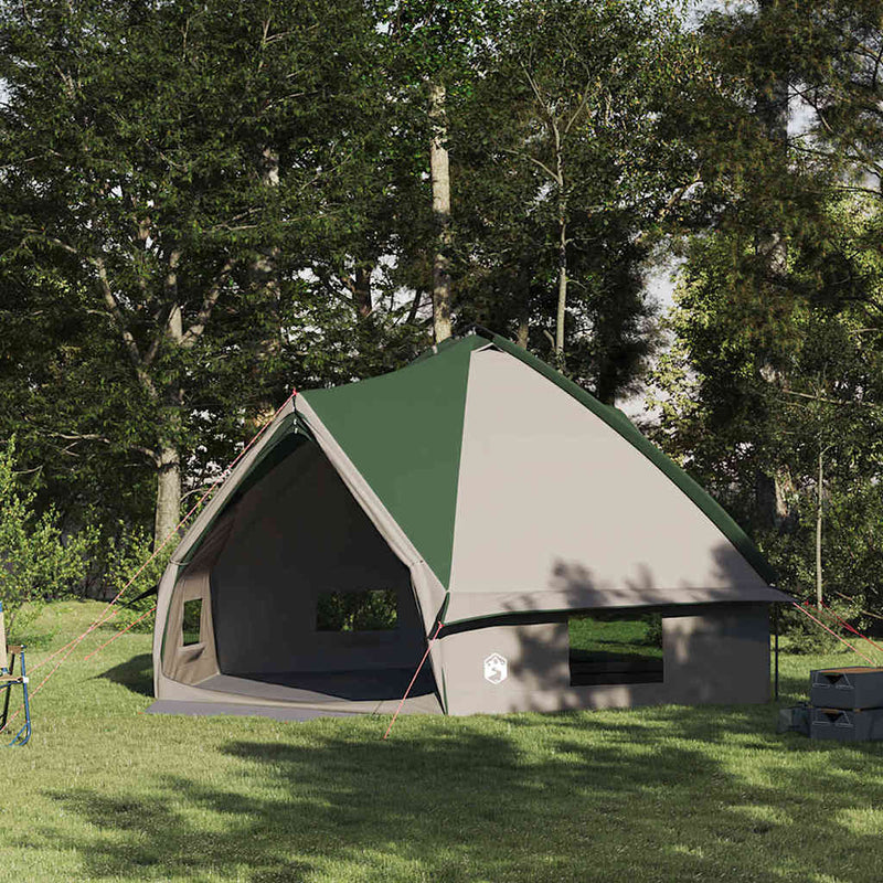 Afbeelding laden in galerijviewer, Vidaxl teepee tent met dak met opslag groen en wit 490 x 410 x 210 cm