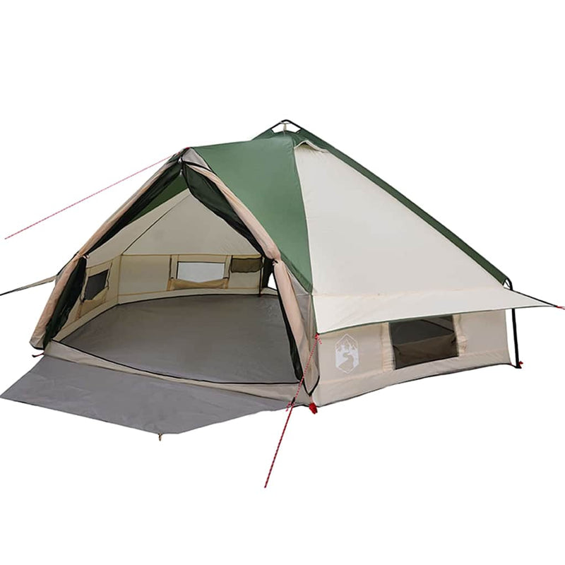 Afbeelding laden in galerijviewer, Vidaxl teepee tent met dak met opslag groen en wit 490 x 410 x 210 cm