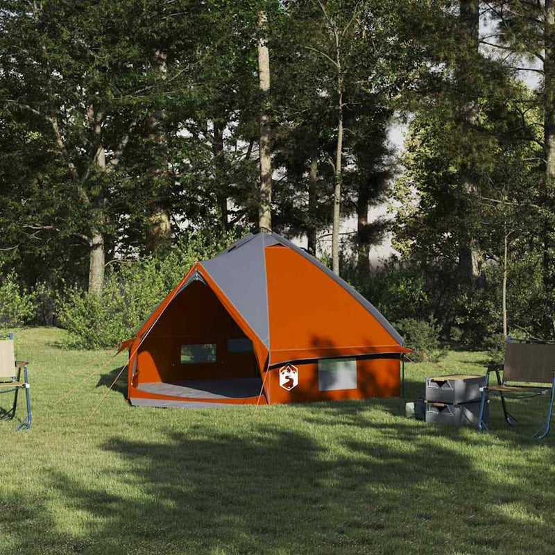 Afbeelding laden in galerijviewer, Vidaxl teepee tent met dak grijs en oranje 490 x 410 x 210 cm