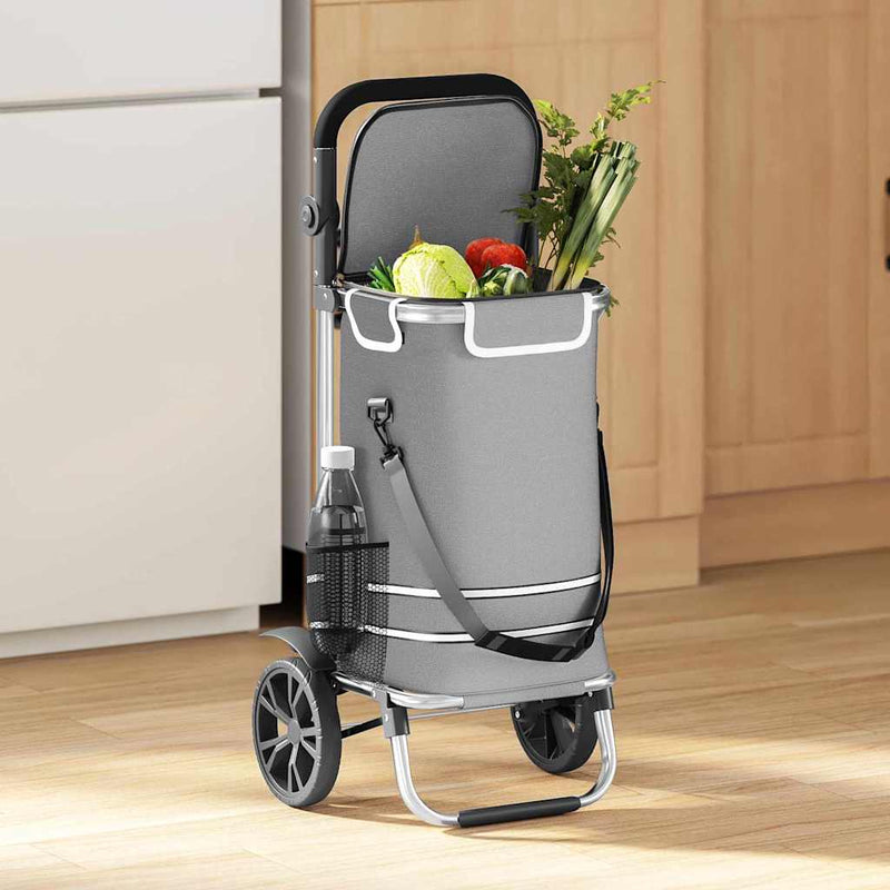 ギャラリービューアに画像をロードする, Vidaxl winkel trolley grijs 36,5 x 46,5 x 100,5 cm oxford stof