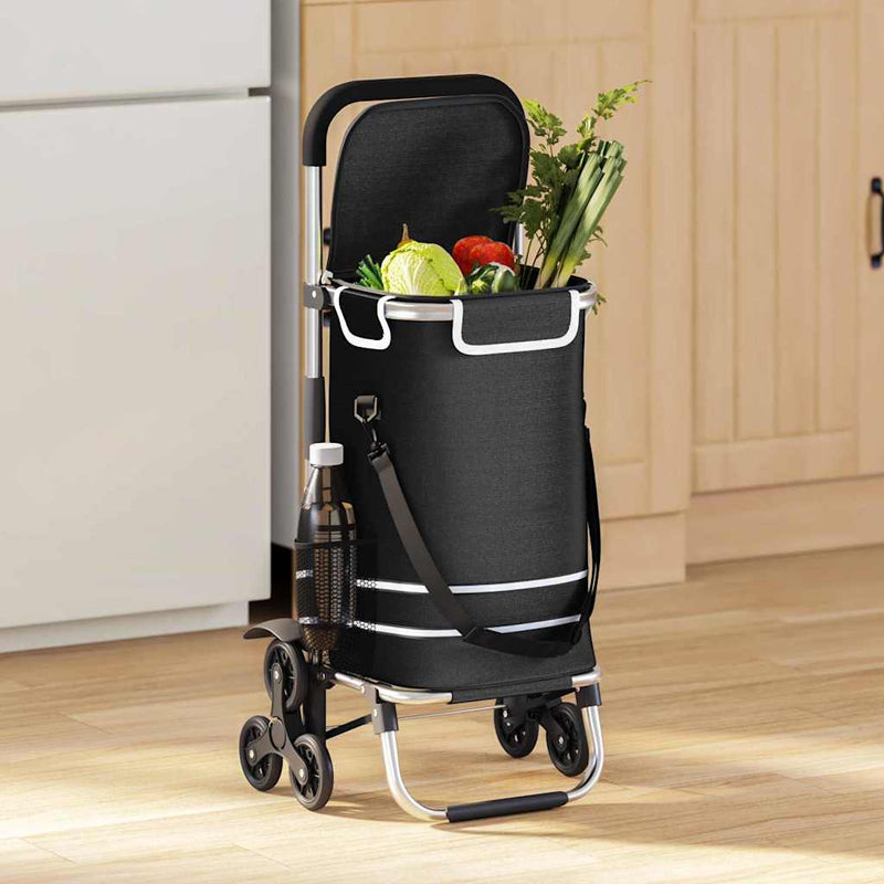 ギャラリービューアに画像をロードする, Vidaxl winkel trolley zwart 47 x 39 x 100,5 cm oxford stof