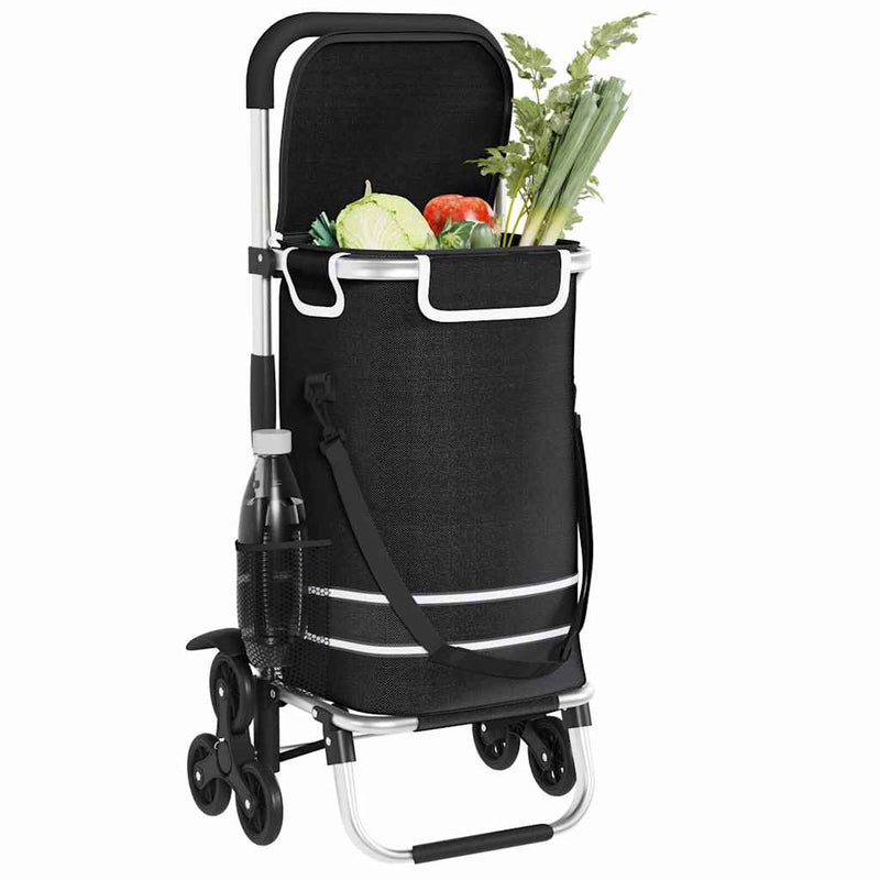 ギャラリービューアに画像をロードする, Vidaxl winkel trolley zwart 47 x 39 x 100,5 cm oxford stof