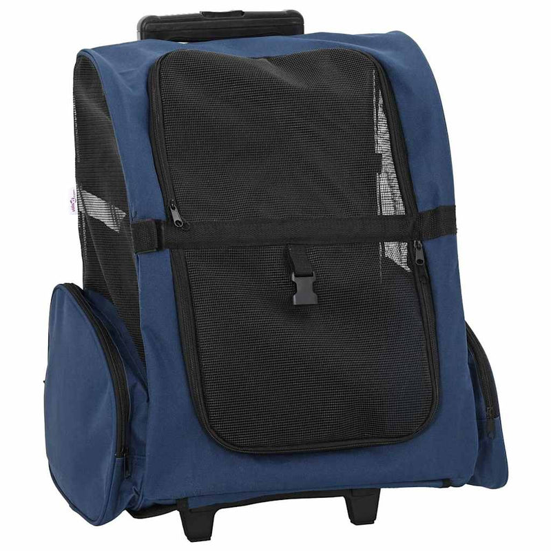 Afbeelding laden in galerijviewer, Vidaxl huisdierentrolley 3-in-1 48x32x(57-106) cm oxford stof blauw
