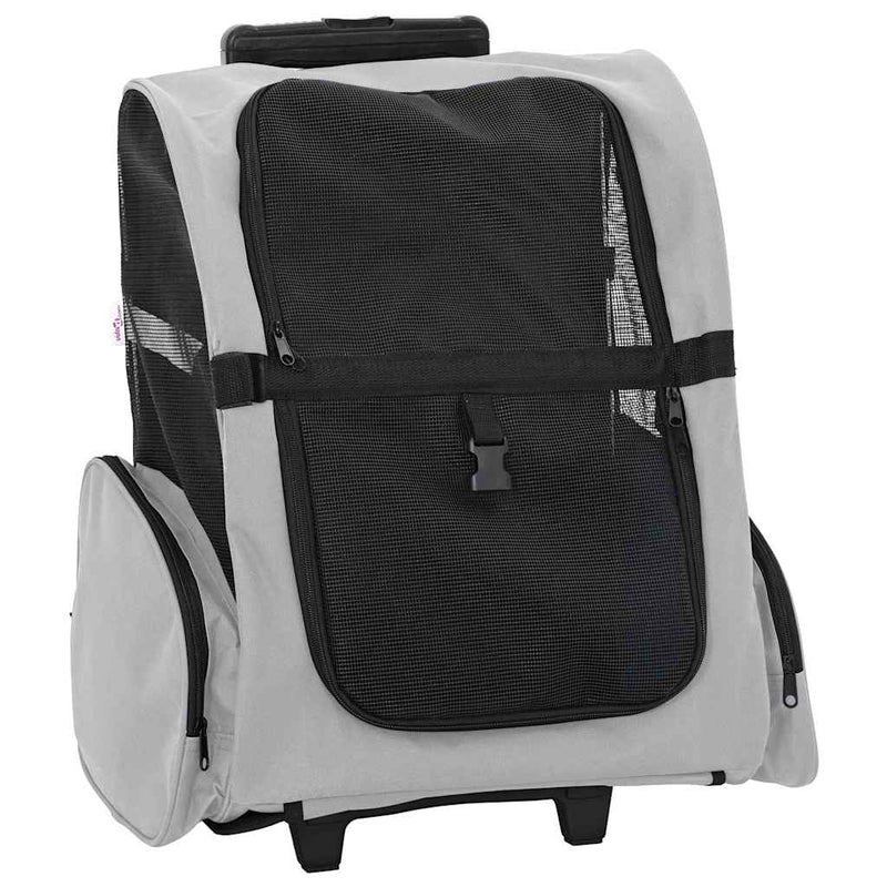 Afbeelding laden in galerijviewer, Vidaxl huisdierentrolley 3-in-1 48x32x(57-106) cm oxford stof grijs