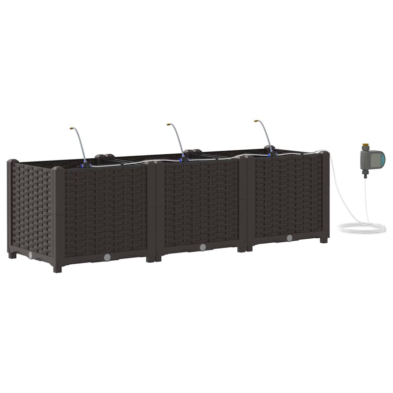 Afbeelding laden in galerijviewer, Vidaxl tuin bloempot 3 pcs bruin staal