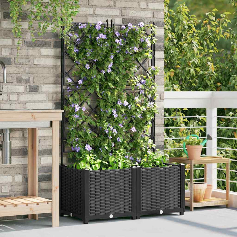 Chargez l'image dans la visionneuse de la galerie, Vidaxl tuin bloempot 2 pcs zwart 80 x 40 x 143 cm staal