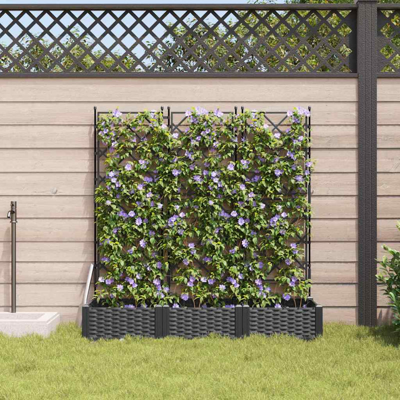 Chargez l'image dans la visionneuse de la galerie, Vidaxl tuin bloempot 3 pcs zwart 120 x 40 x 125,5 cm staal