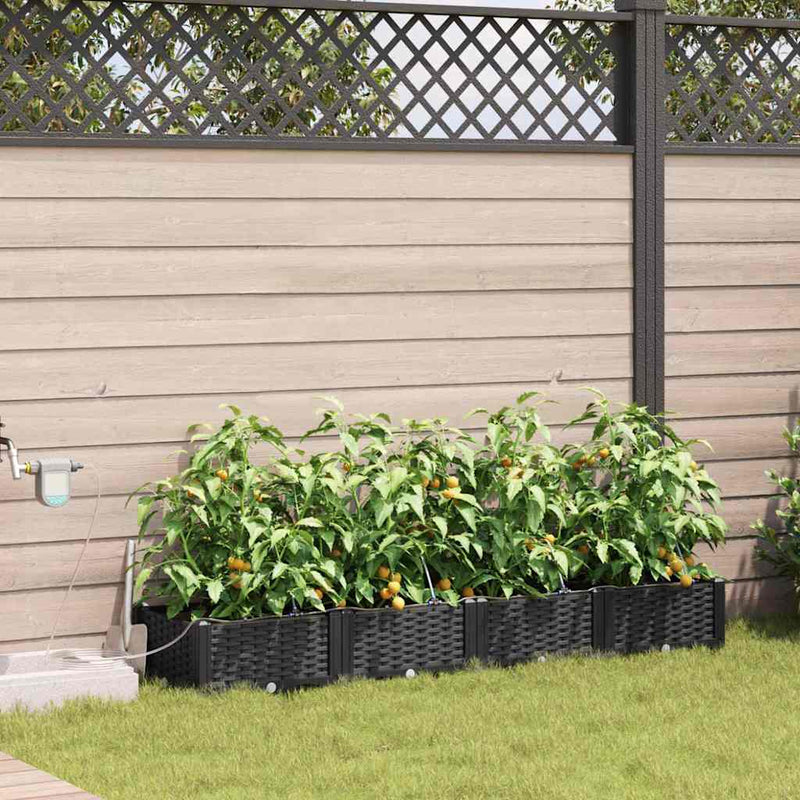 Chargez l'image dans la visionneuse de la galerie, Vidaxl tuin bloempot 4 pcs zwart staal