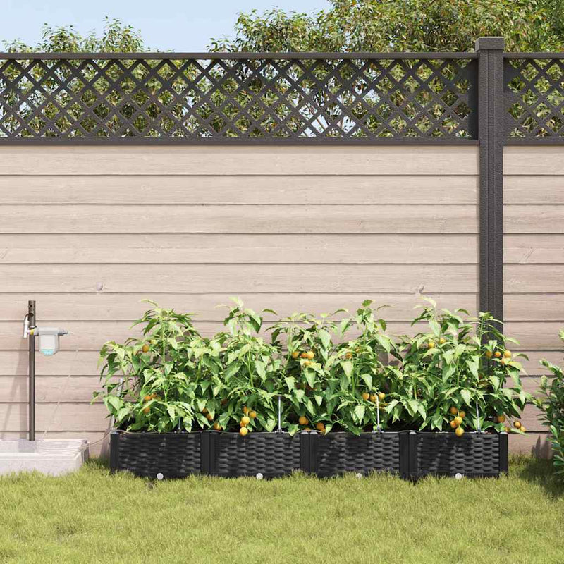 Chargez l'image dans la visionneuse de la galerie, Vidaxl tuin bloempot 4 pcs zwart staal