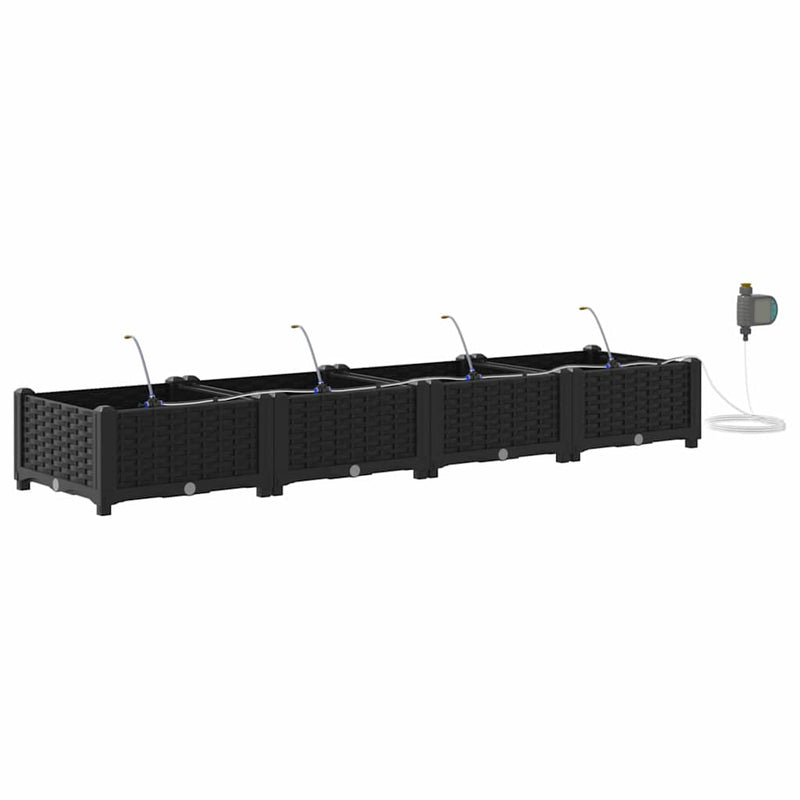 Chargez l'image dans la visionneuse de la galerie, Vidaxl tuin bloempot 4 pcs zwart staal