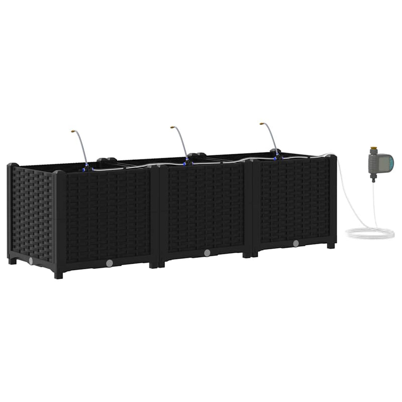 Chargez l'image dans la visionneuse de la galerie, Vidaxl tuin bloempot 3 pcs zwart staal